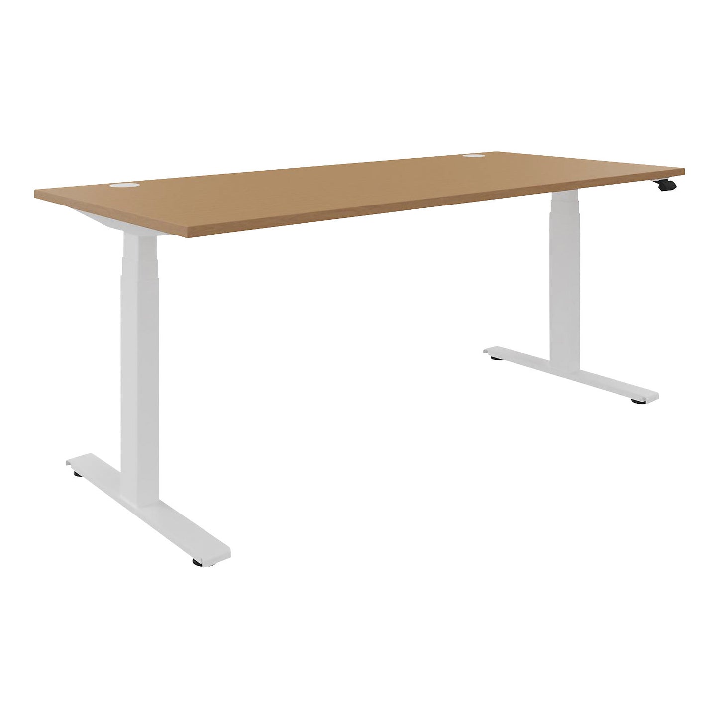 BOTTOM-UP desk, electric height adjustment, straight, WxD 1800 x 800 mm, beech/white.