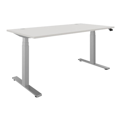 BOTTOM-UP desk, electric height adjustment, straight, WxD 1600 x 800 mm, white/silver.