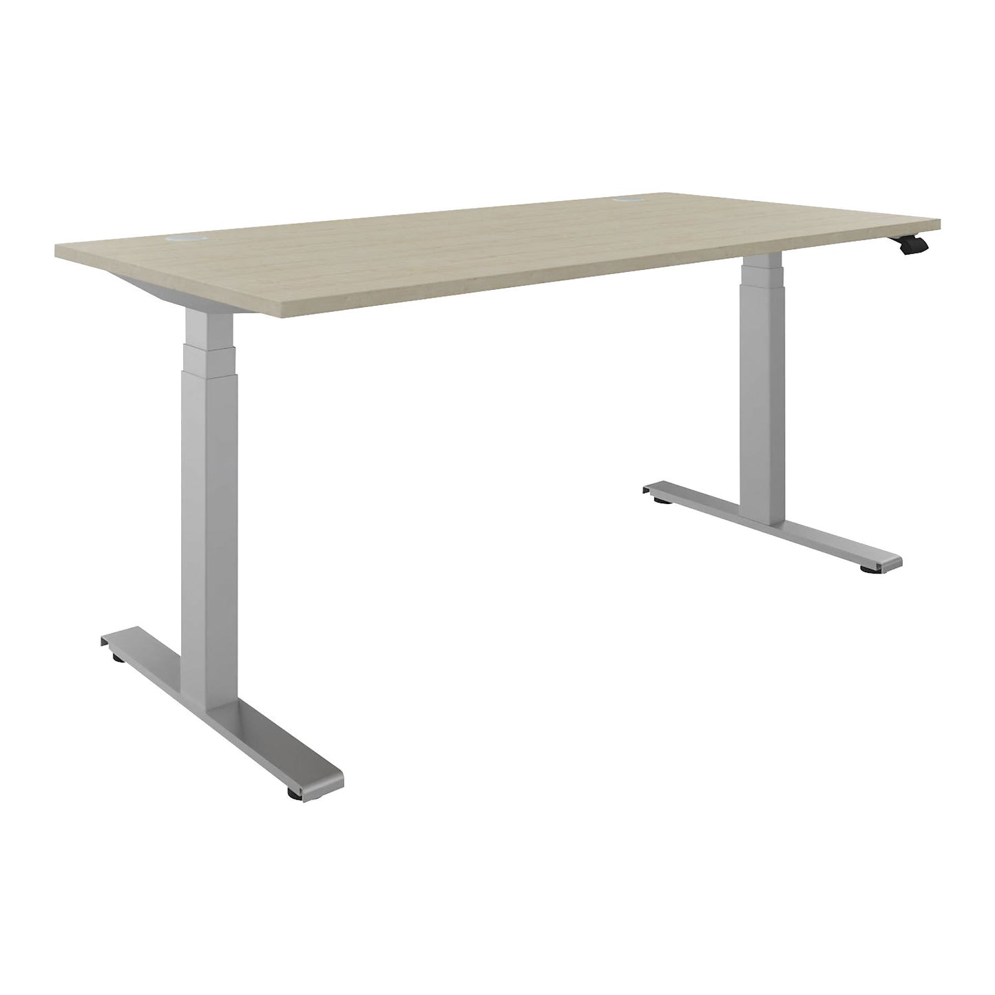 BOTTOM-UP desk, electric height adjustment, straight, WxD 1600 x 800 mm, maple/silver.