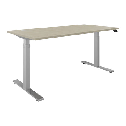 BOTTOM-UP desk, electric height adjustment, straight, WxD 1600 x 800 mm, maple/silver.
