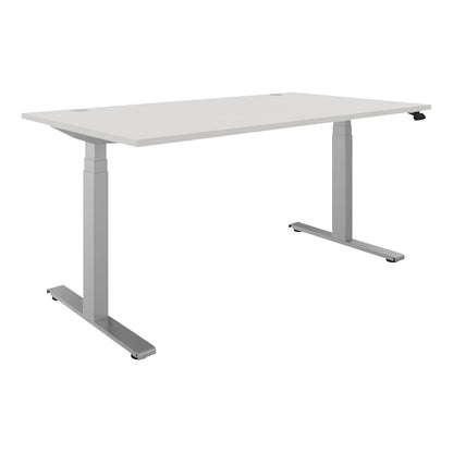 BOTTOM-UP desk, electric height adjustment, straight, WxD 1600 x 900 mm, white/silver.