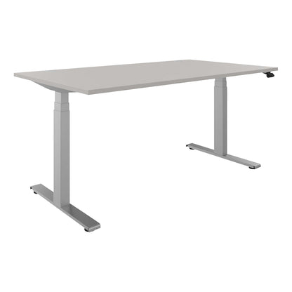 BOTTOM-UP desk, electric height adjustment, straight, WxD 1600 x 900 mm, light grey/silver.