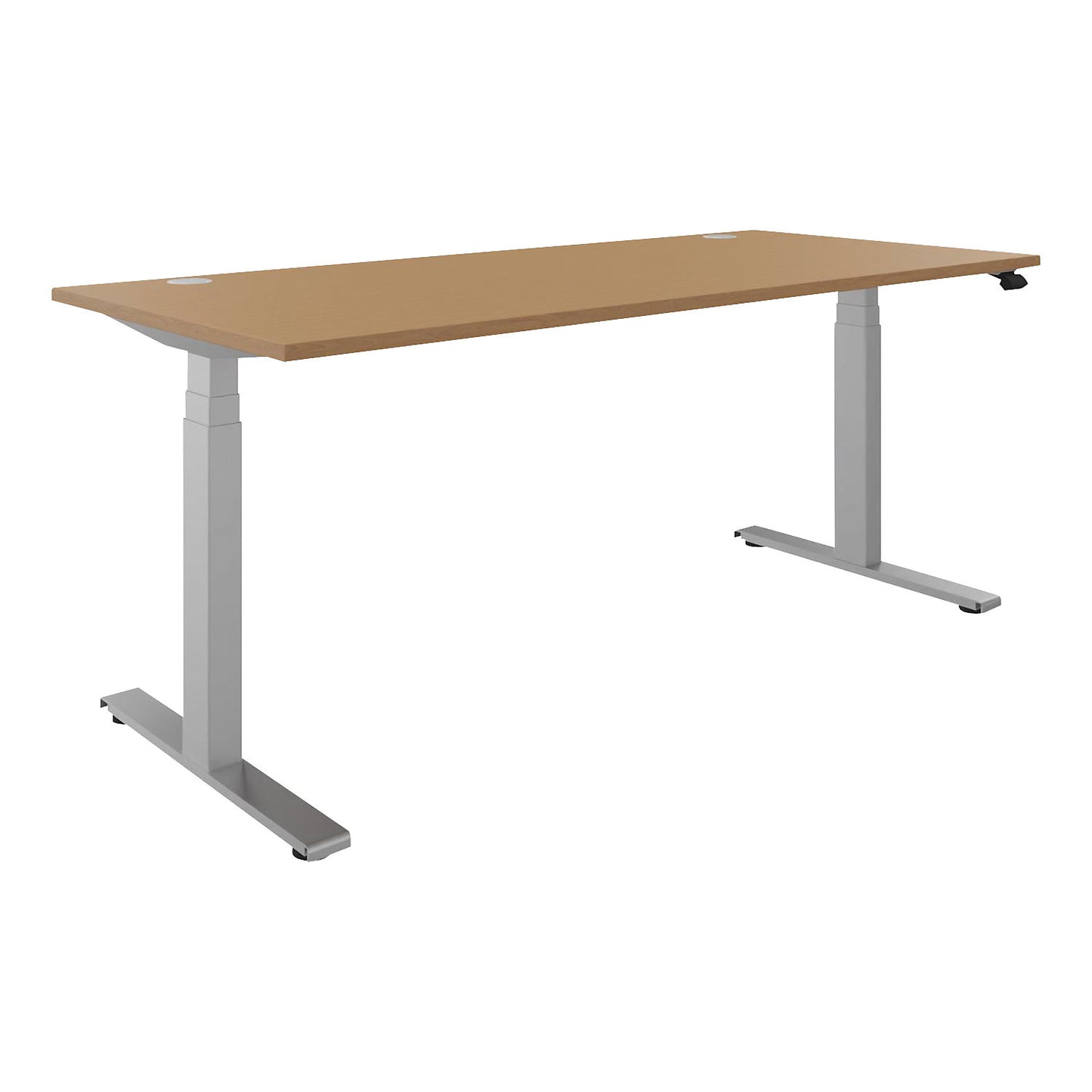 BOTTOM-UP desk, electric height adjustment, straight, WxD 1800 x 800 mm, beech/silver.