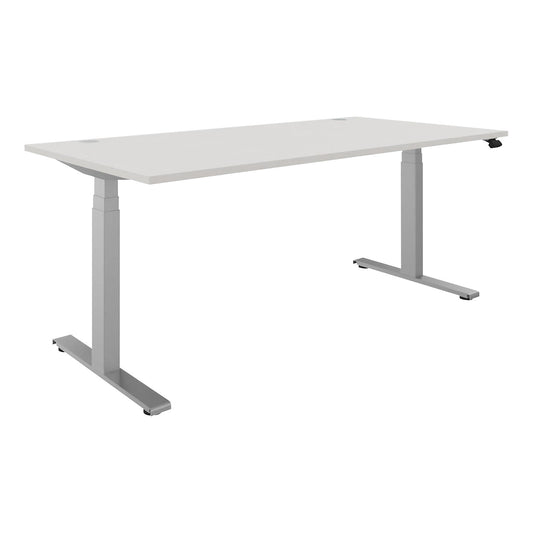BOTTOM-UP desk, electric height adjustment, straight, WxD 1800 x 900 mm, white/silver.