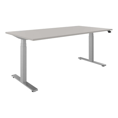 BOTTOM-UP desk, electric height adjustment, straight, WxD 1800 x 900 mm, light grey/silver.