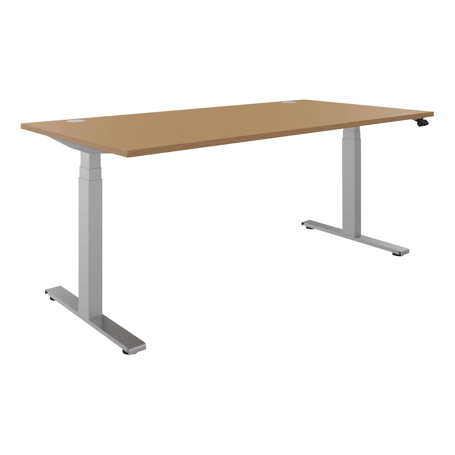 BOTTOM-UP desk, electric height adjustment, straight, WxD 1800 x 900 mm, beech/silver.