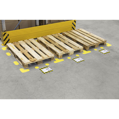 Floor marking pouch, with adhesive strips, pack of 10, A5, yellow frame.