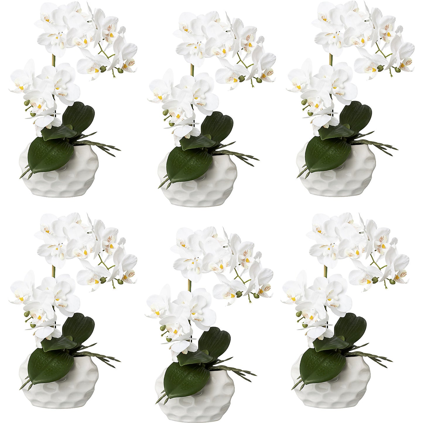 Phalaenopsis, real touch, height 330 mm, pack of 6, ceramic pot, white.