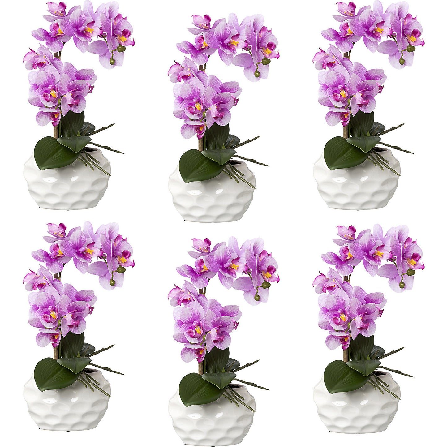 Phalaenopsis, real touch, height 330 mm, pack of 6, ceramic pot, orchid.