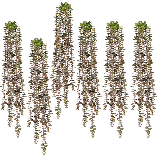 Hanging eucalyptus, pack of 6, green-pink, length approx. 800 mm.