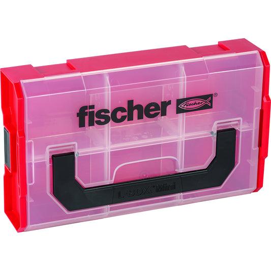 FixTainer, empty, with carrying handle and transparent lid, stackable.