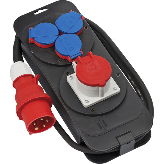 Electricity station/distributor 16 A, 3 earthed sockets, 1 CEE socket, cable length 2 m.