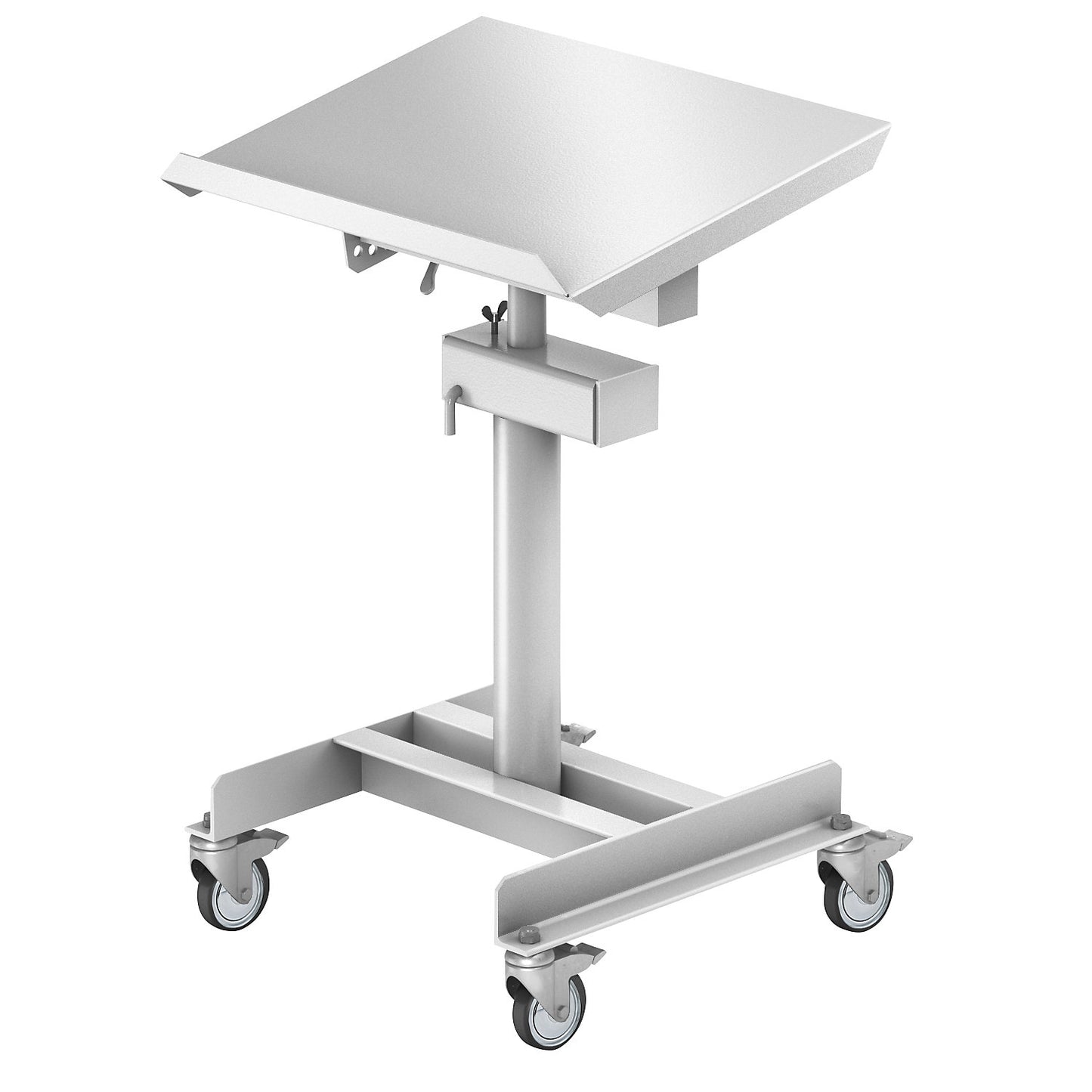 ESD material stand, pneumatic fall arrest, height adjustment range 720 - 1070 mm.