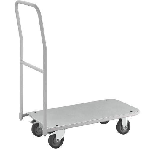 ESD platform truck, shelves LxW 850 x 430 mm, screw-on push handle.