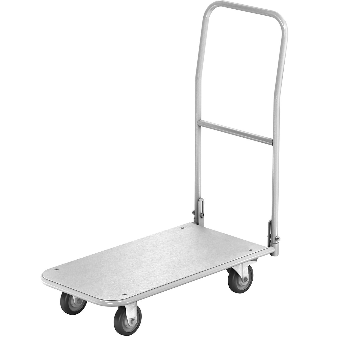 ESD platform truck, shelves LxW 850 x 430 mm, folding push handle.