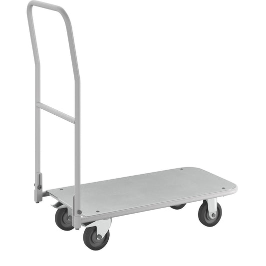 ESD platform truck, shelves LxW 850 x 430 mm, folding push handle.
