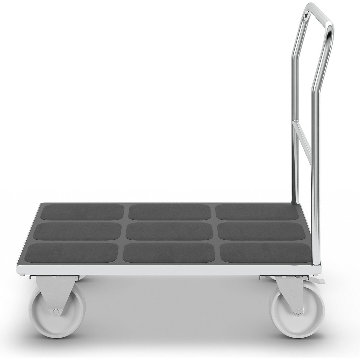 Platform truck with mesh panels, tubular push handle, nylon tyres, LxW 1050 x 700 mm, zinc plated.