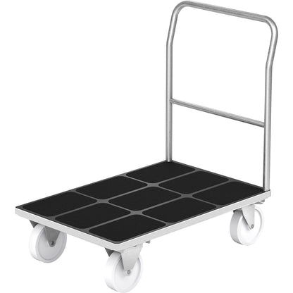 Platform truck with mesh panels, tubular push handle, nylon tyres, LxW 1250 x 800 mm, zinc plated.