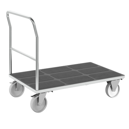 Platform truck with mesh panels, tubular push handle, nylon tyres, LxW 1250 x 800 mm, zinc plated.