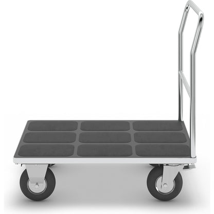 Platform truck with mesh panels, tubular push handle, pneumatic tyres, LxW 1050 x 700 mm, zinc plated.