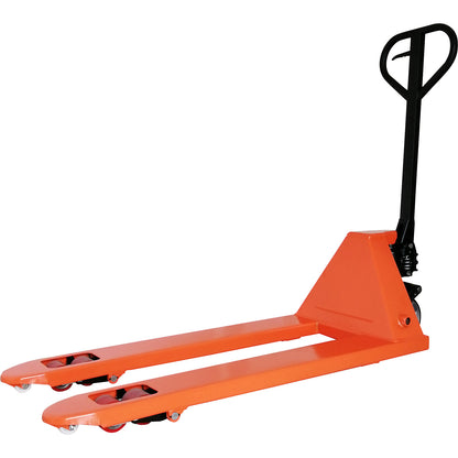 Hand pallet truck, max. load 2500 kg, polyurethane fork rollers, tandem.