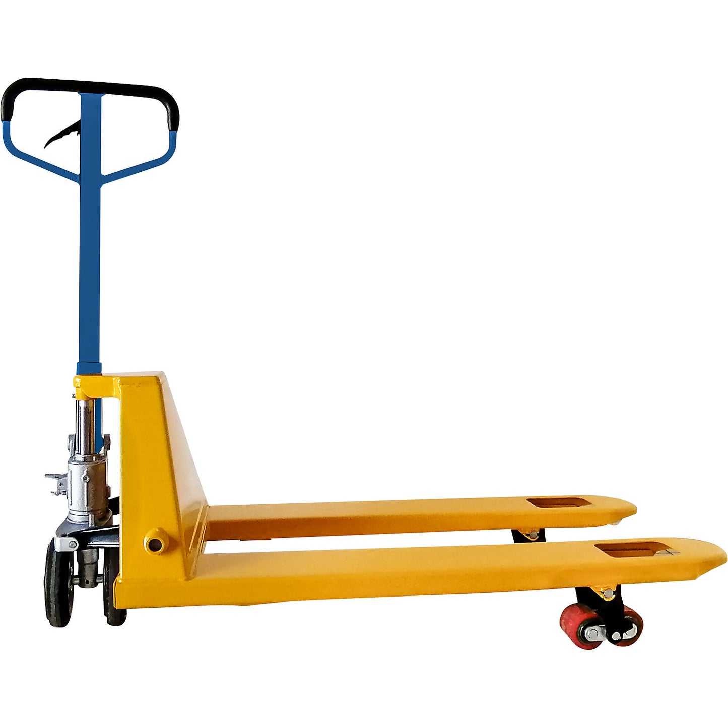 Pallet truck, polyurethane steering wheels, fork length 800 mm.