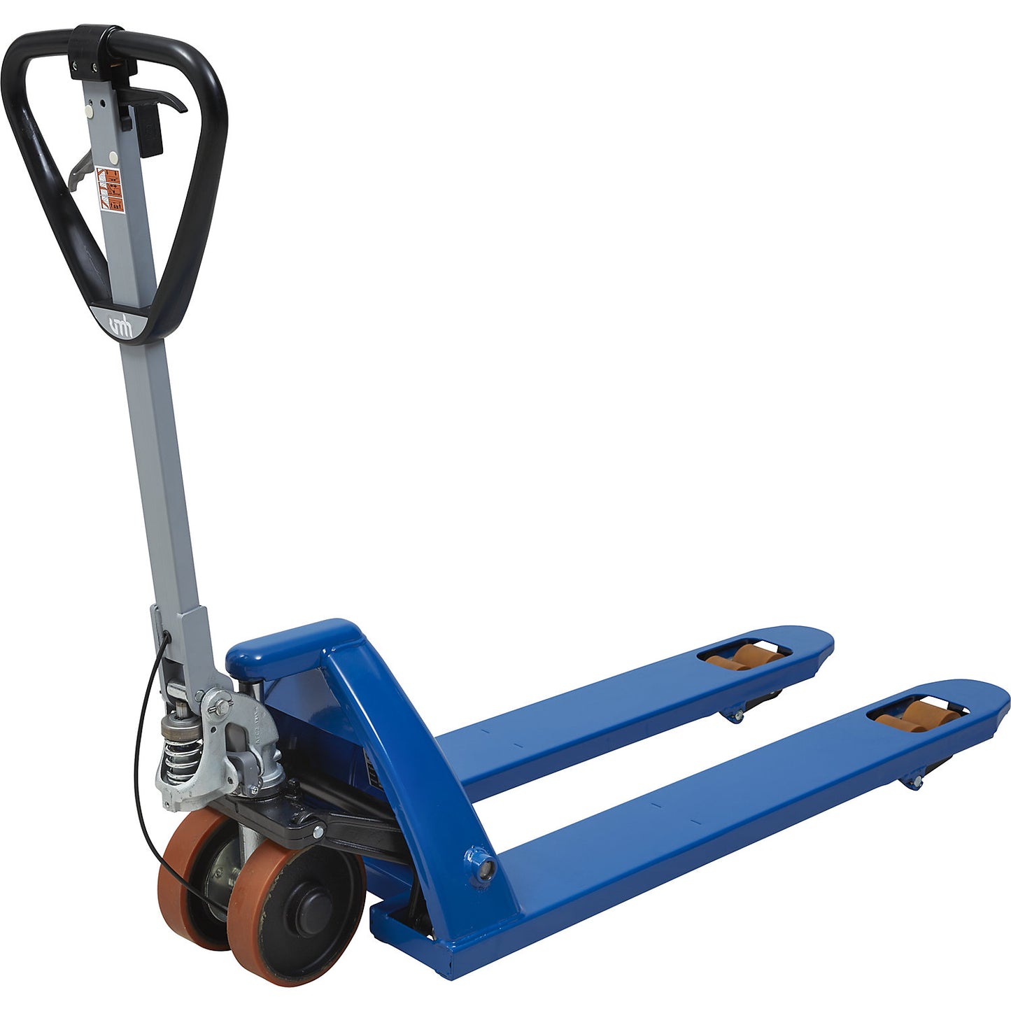Pallet truck, polyurethane castors, with driving and parking brake, fork length 1150 mm.