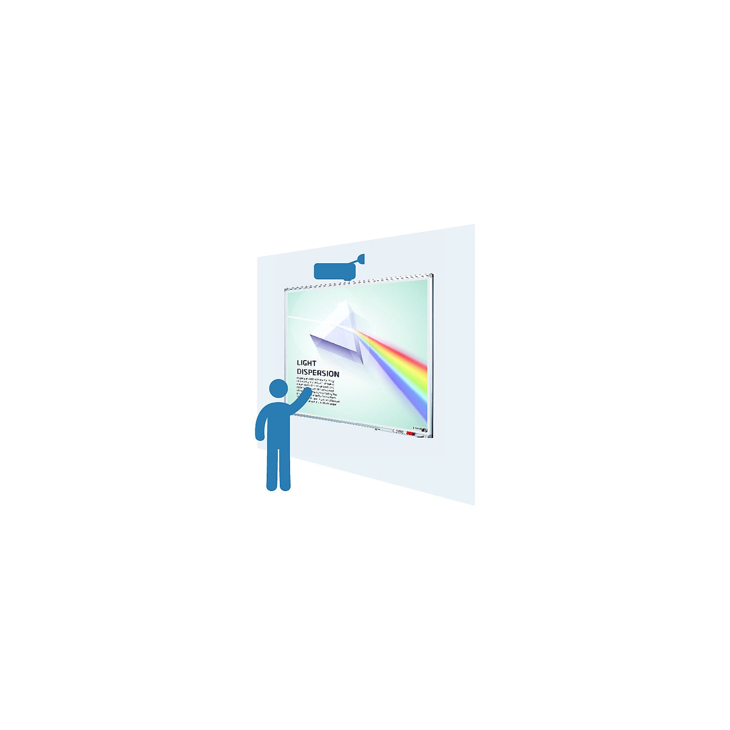 Projection board, slightly matt enamelled, WxH 2140 x 1200 mm.