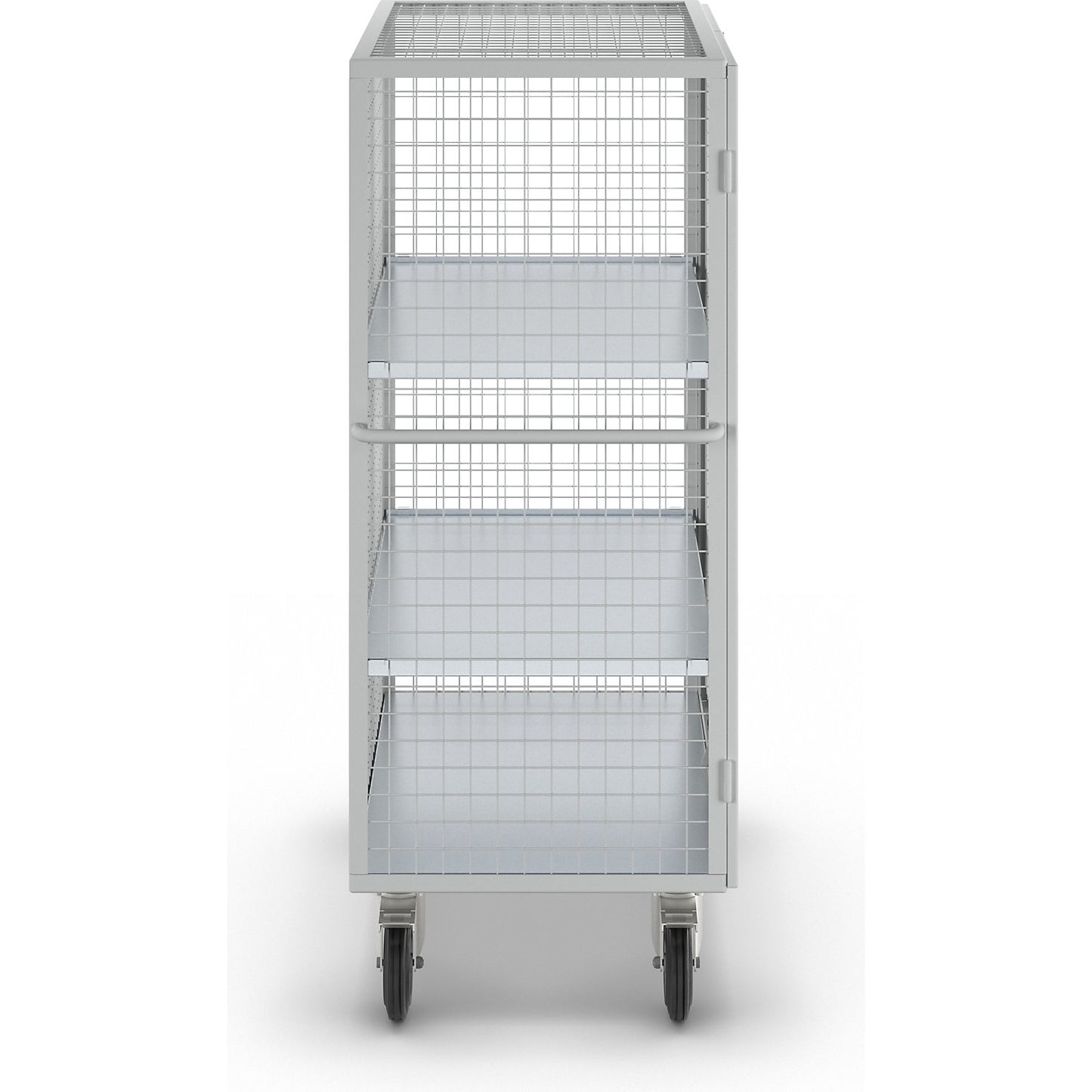 ESD shelf truck, double doors, 2 shelves, light grey.