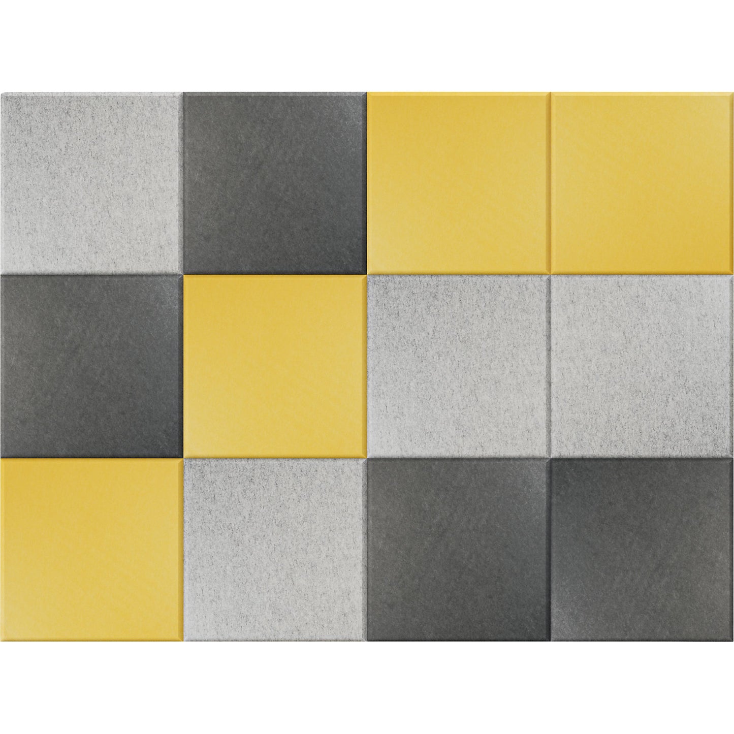 Acoustic wall tile, HxW 300 x 300 mm, 4 x yellow, light grey, dark grey each, pack of 12.
