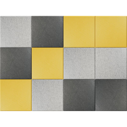 Acoustic wall tile, HxW 300 x 300 mm, 4 x yellow, light grey, dark grey each, pack of 12.