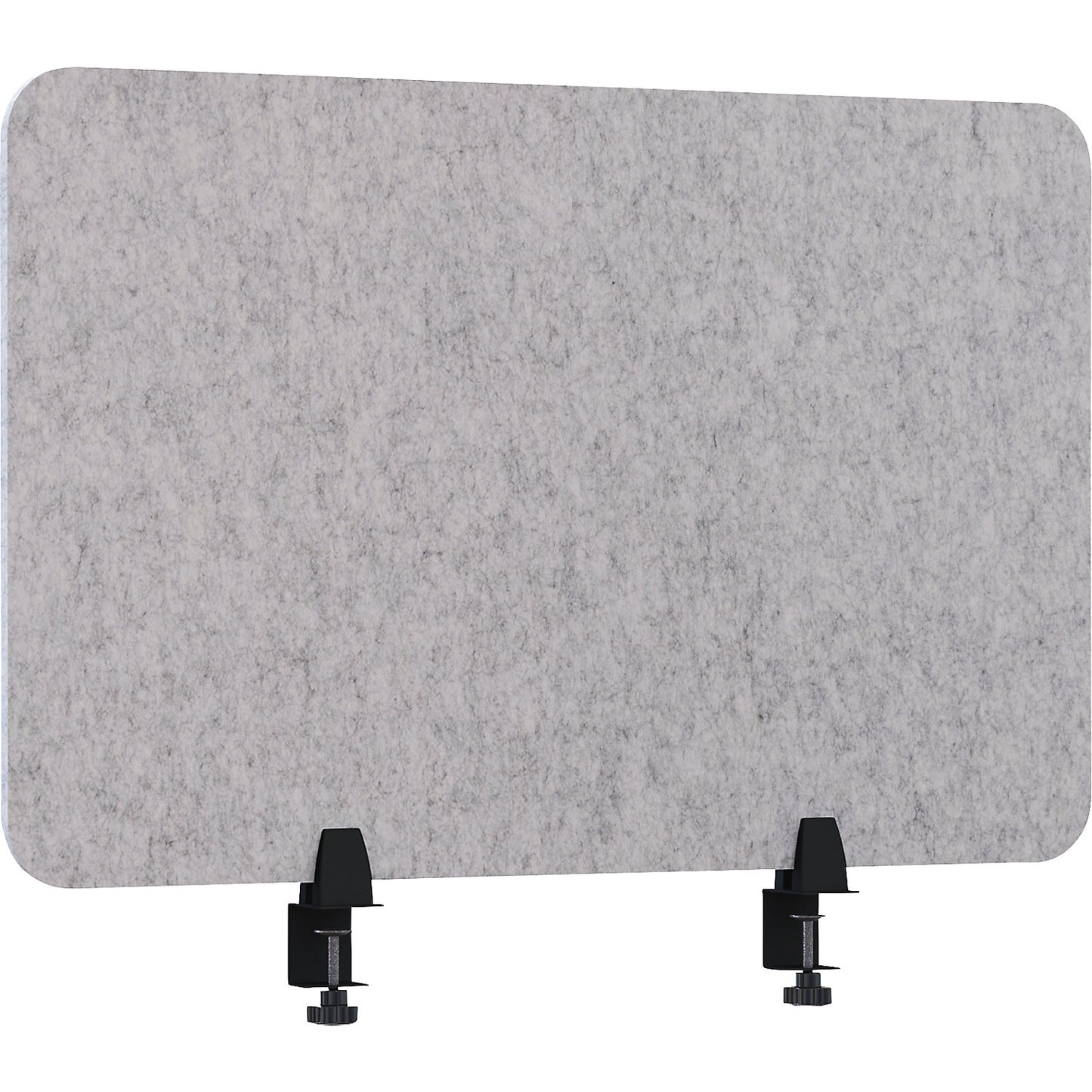 Acoustic desk partition, height 600 mm, light grey, width 750 mm.