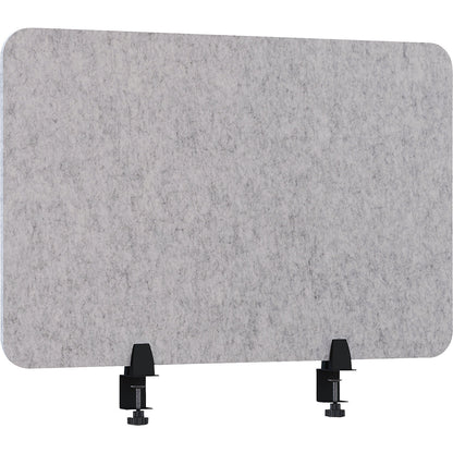 Acoustic desk partition, height 600 mm, light grey, width 750 mm.