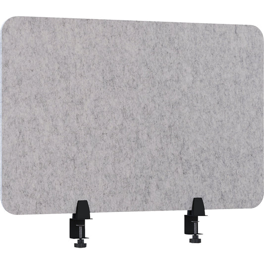 Acoustic desk partition, height 600 mm, light grey, width 750 mm.