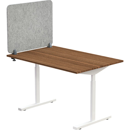 Acoustic desk partition, height 600 mm, light grey, width 750 mm.