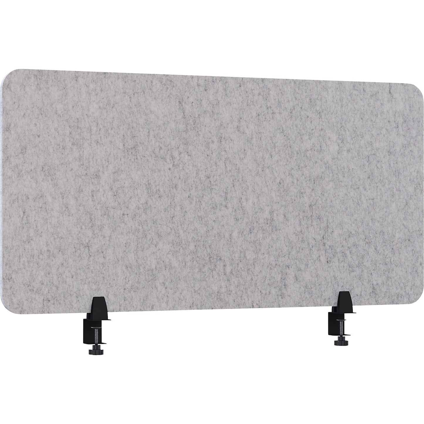 Acoustic desk partition, height 600 mm, light grey, width 1200 mm.