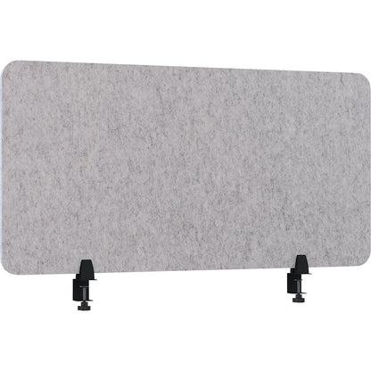 Acoustic desk partition, height 600 mm, light grey, width 1200 mm.