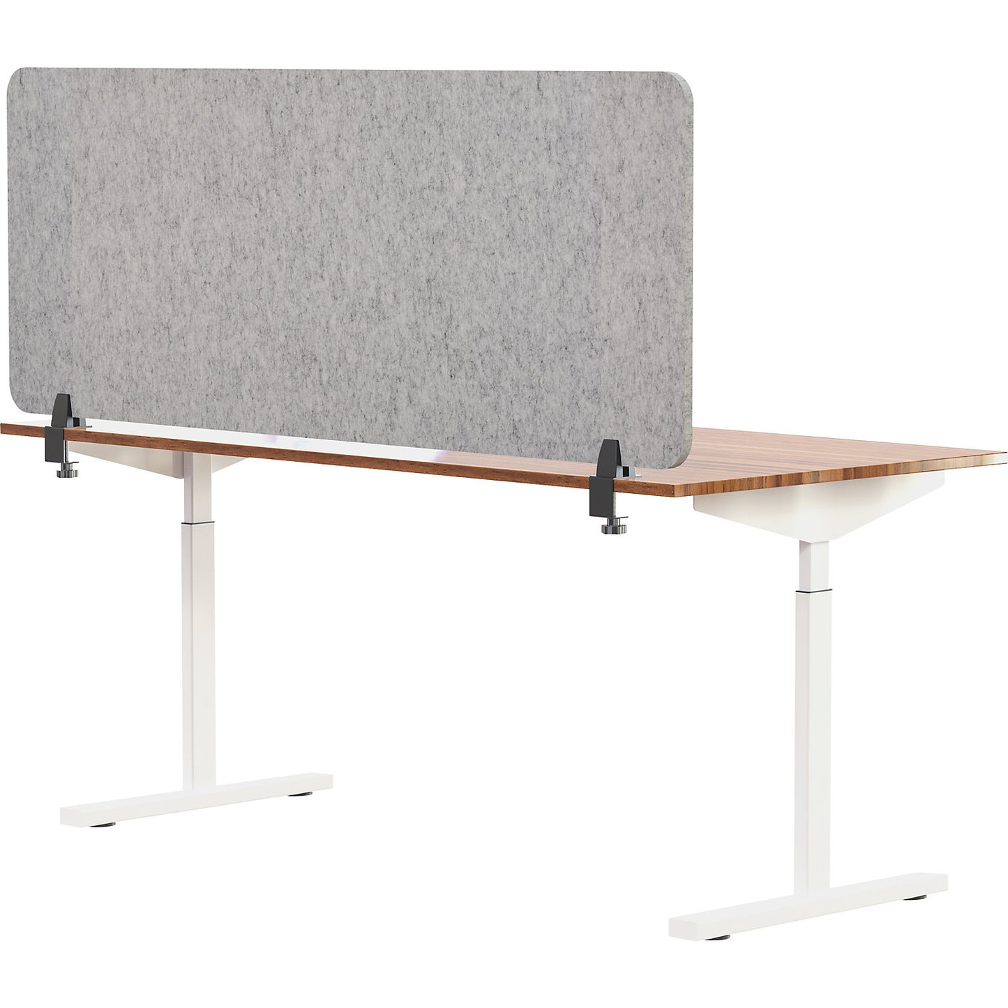 Acoustic desk partition, height 600 mm, light grey, width 1600 mm.
