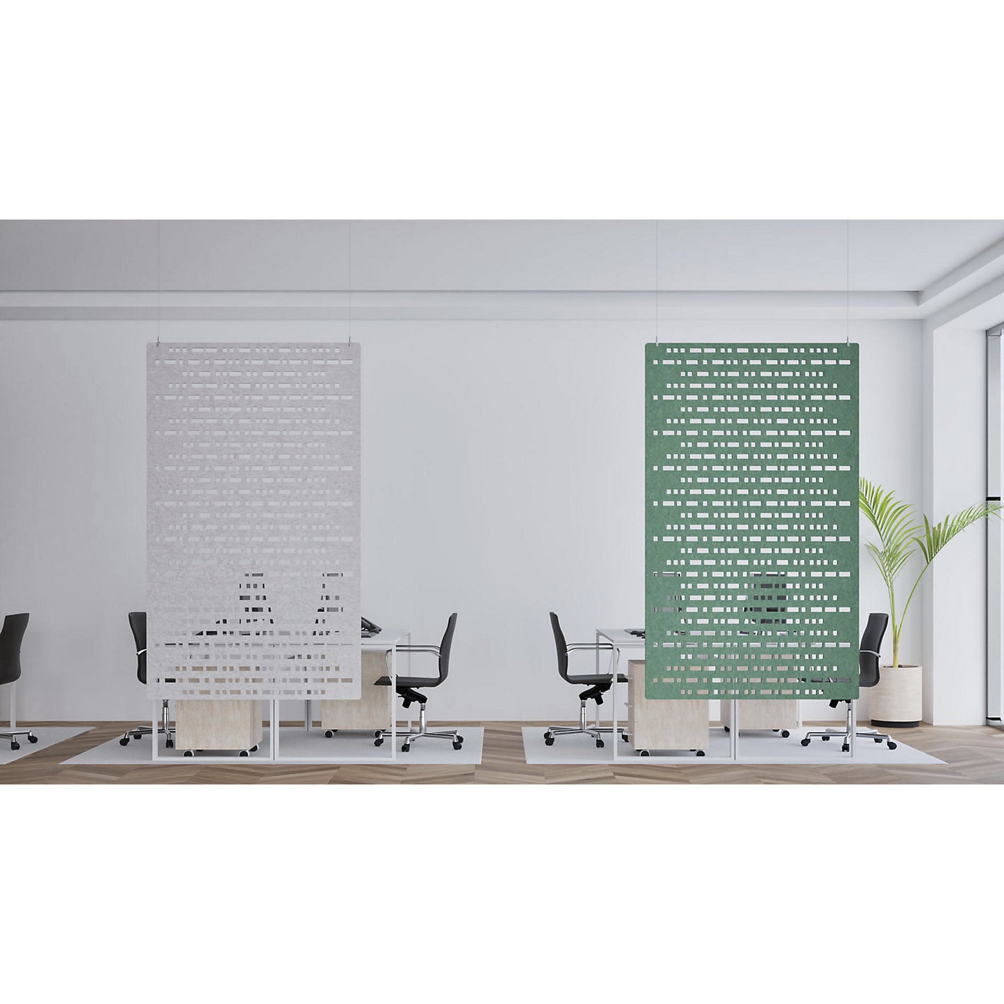 Acoustic panel for ceiling installation, HxW 2000 x 1200 mm, suspended, petrol.
