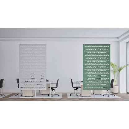 Acoustic panel for ceiling installation, HxW 2000 x 1200 mm, suspended, petrol.
