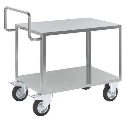 ESD assembly trolley, 2 shelves, zinc plated, shelves LxW 1050 x 700 mm.
