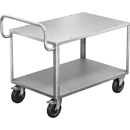 Push handle, ergonomic, for assembly trolley, width 800 mm, zinc plated.