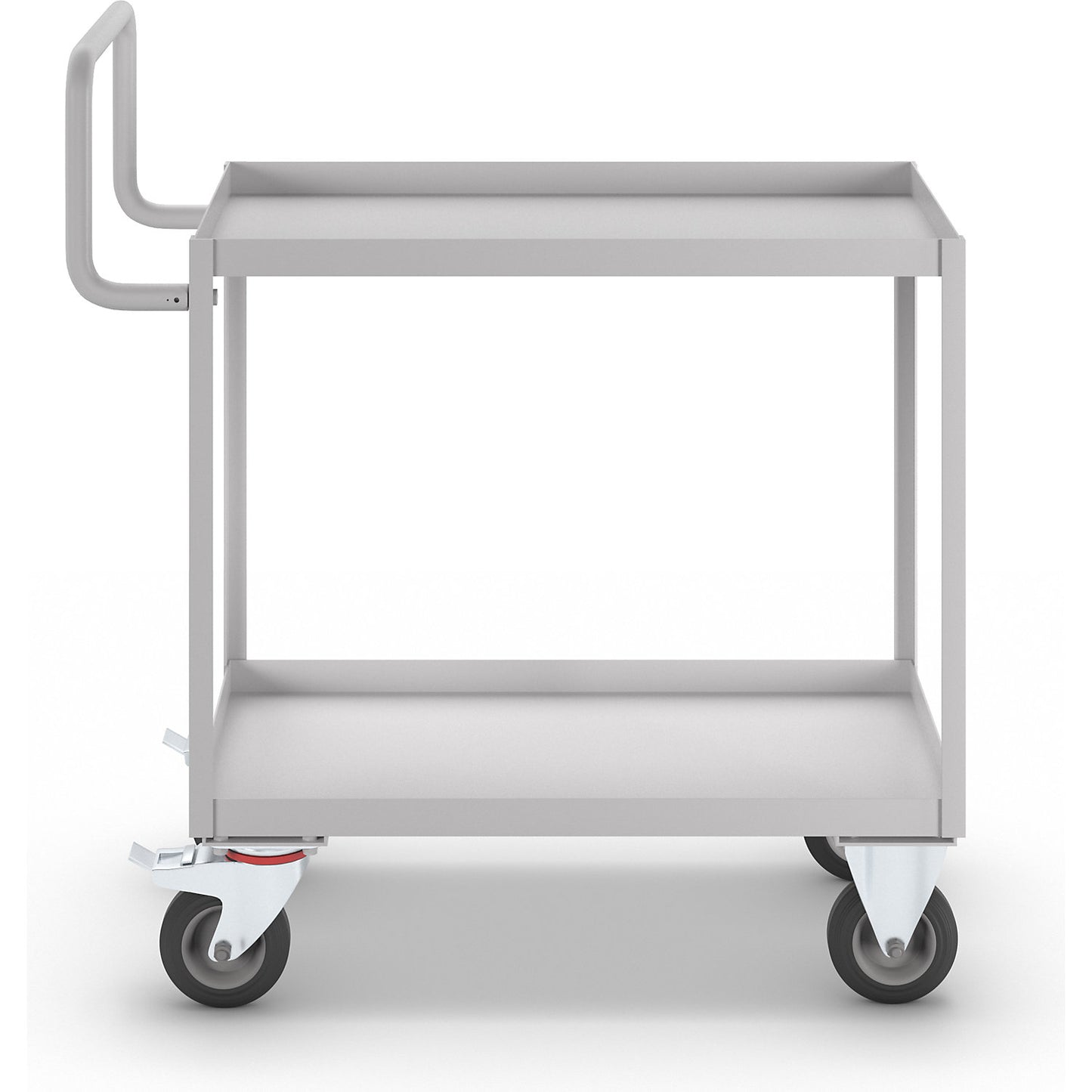 ESD assembly trolley, shelves with raised edge, 2 shelves.