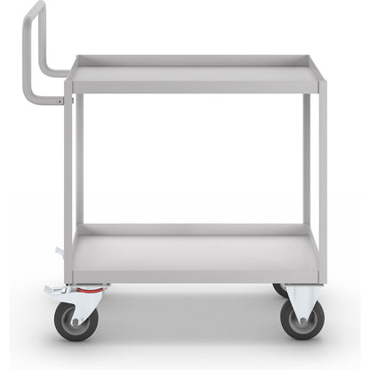 ESD assembly trolley, shelves with raised edge, 2 shelves.