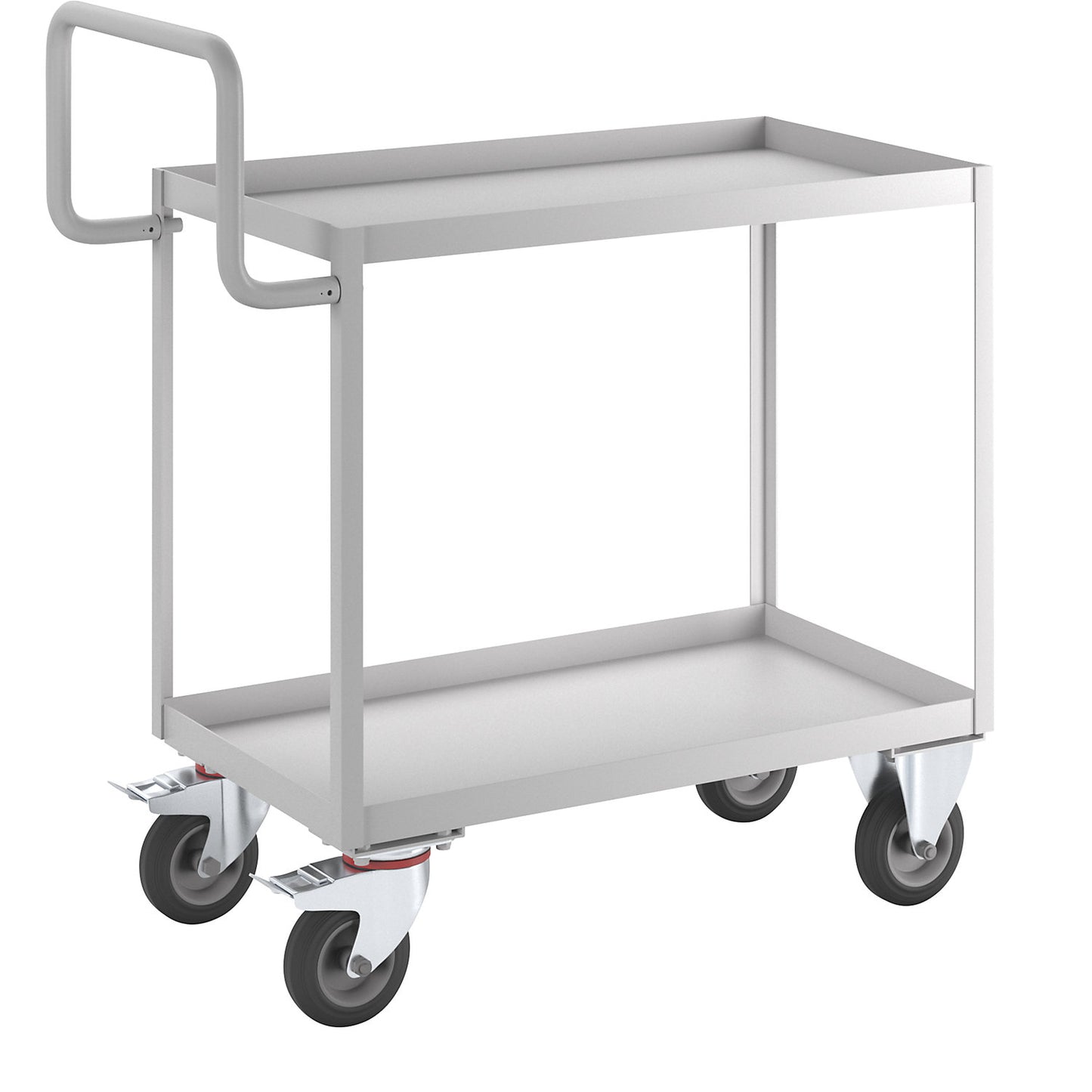 ESD assembly trolley, shelves with raised edge, 2 shelves.