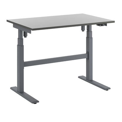 Work table, electrically height adjustable - load capacity 170 kg, height 665 - 1150 mm, white HPL worktop, WxD 1200 x 800 mm.