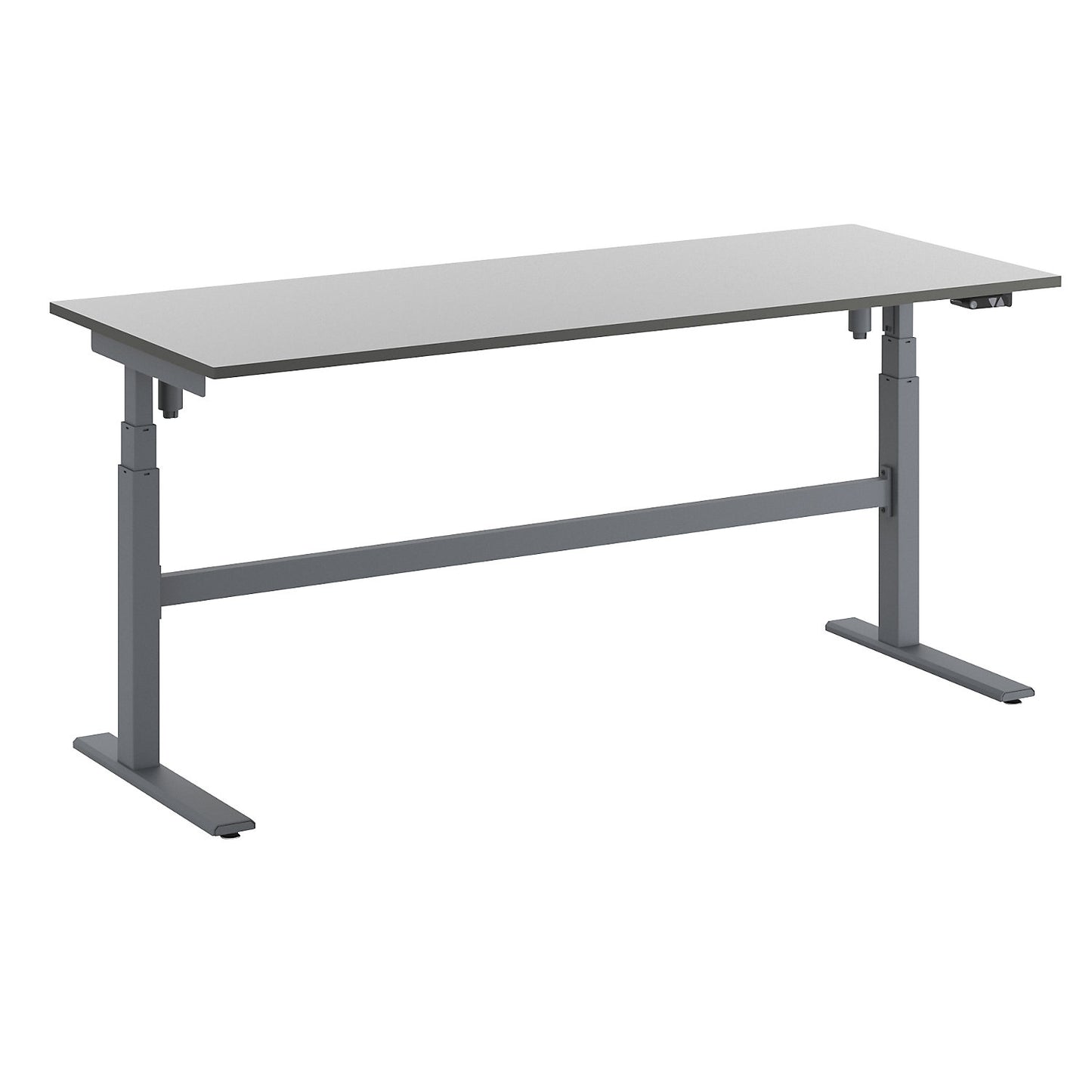 Work table, electrically height adjustable - load capacity 170 kg, height 665 - 1150 mm, white HPL worktop, WxD 2000 x 800 mm.