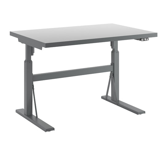 Work table, electrically height adjustable - load capacity 300 kg, height 680 - 1165 mm, white HPL worktop, WxD 1200 x 800 mm.