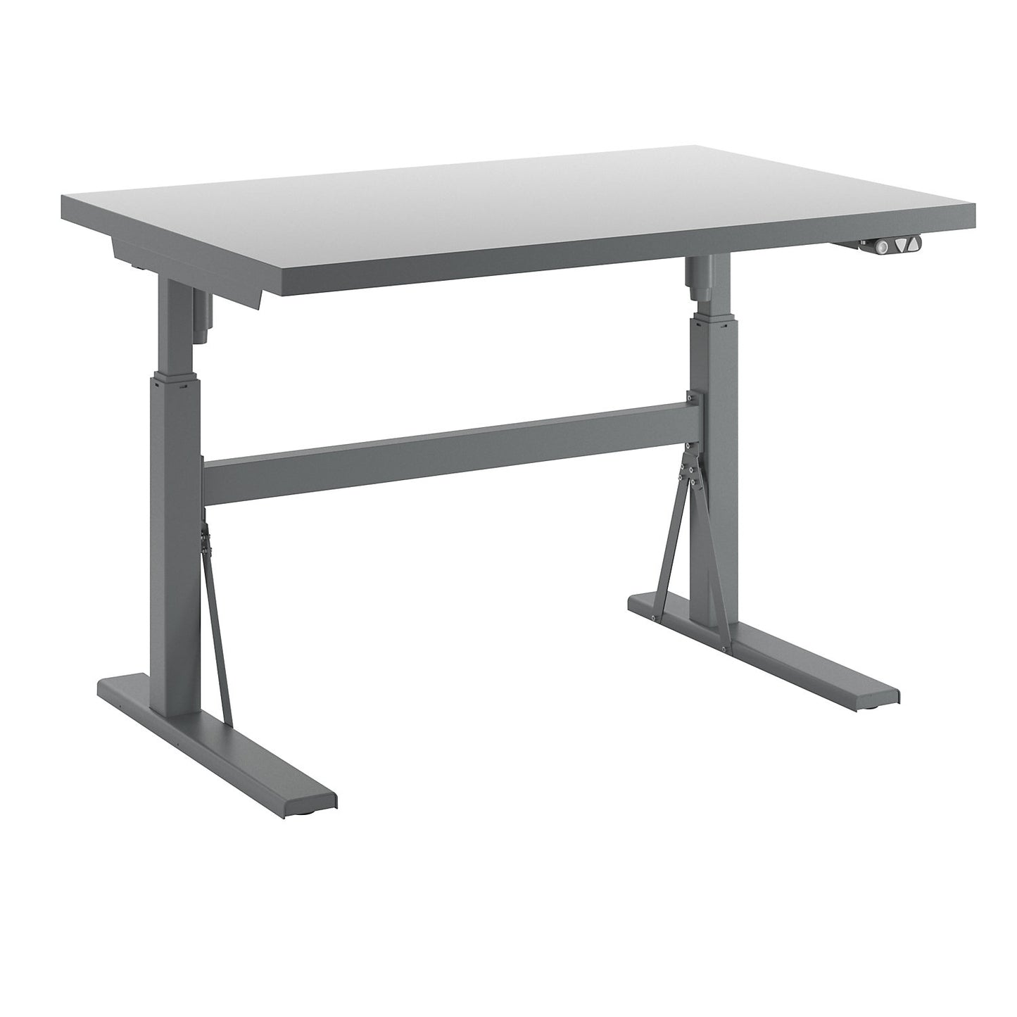 Work table, electrically height adjustable - load capacity 300 kg, height 680 - 1165 mm, white HPL worktop, WxD 1200 x 800 mm.