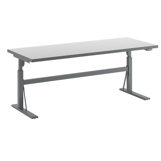 Work table, electrically height adjustable - load capacity 300 kg, height 680 - 1165 mm, white HPL worktop, WxD 2000 x 800 mm.